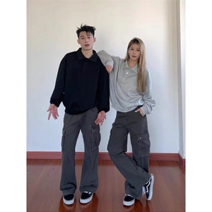2026早春新款港风日系复古简约纯色套头POLO领卫衣男女 ZW432-P40图片