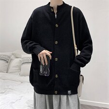 中性风 日系纯色针织大码男士开衫毛衣情侣针织开衫MY73 P70控88图片