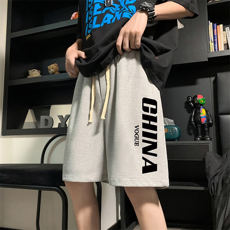 HD74001-P22华夫格短裤男大码宽松五分裤男直筒中裤,男装休闲裤,电商A040