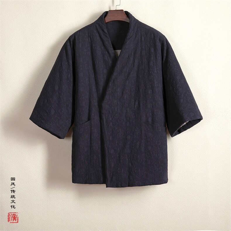冬装新款风男装棉麻提花男士改良汉服棉衣外套HM03P145,男装棉衣,钱塘802