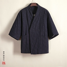 冬装新款风男装棉麻提花男士改良汉服棉衣外套HM03P145，男装棉衣，钱塘802