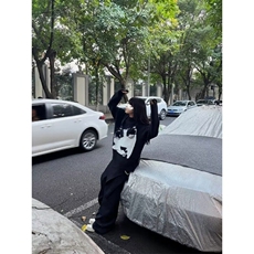 小众设计感cleanfit针织上衣韩版男女慵懒垂感黑色毛衣L52133-P58，男装针织衫/毛衣，星座1008