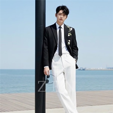网络图现货潮牌高级感轻奢垫肩绣花重工亮片休闲西装JXZ19-P62，男装西服套装，星座715-7
