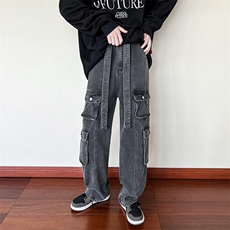 B2212023秋冬新款美式ins暗黑高街多口袋牛仔裤LK22067-P65控88，男装牛仔裤，电商B221