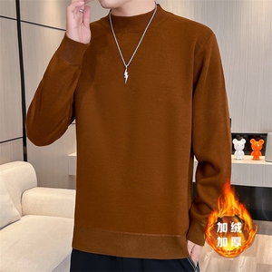2023-403-2-M668-P26男新款半高领一体绒毛衣针织衫时尚帅气加绒图片