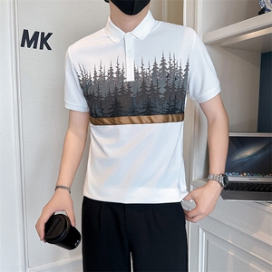 店主风社会小伙男士印花翻领POLO衫男休闲上衣301A-1/PL113/P53图片