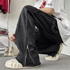 美式街头水洗做旧毛边牛仔裤男欧美高街vibe风长裤子N1062-P53，男装牛仔裤，星座308B-2