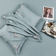 新款100S长绒棉纯色字母电脑绣花四件套-乔伊，床品套件，一起卖家纺