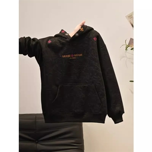 1506/QM180/P46潮牌情侣美式手写刺绣LOGO连帽卫衣图片