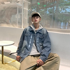 春秋渐变牛仔外套男翻领休闲潮牌水洗痞帅日系复古帅气青少年夹克，男装夹克，星座601-2