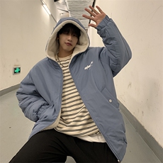 XZ213-MY53-P128控148港风大码加绒双面穿连帽保暖棉服男潮冬季，男装棉衣，星座213
