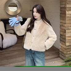 现货2025新款仿皮草外套气质毛绒女外套2C212-G12-P175-K258，女装短外套，2C212