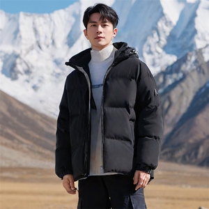 MY02男女休闲连帽75D双径双纬雪尼尔带帽棉服棉衣外套加厚保暖潮图片
