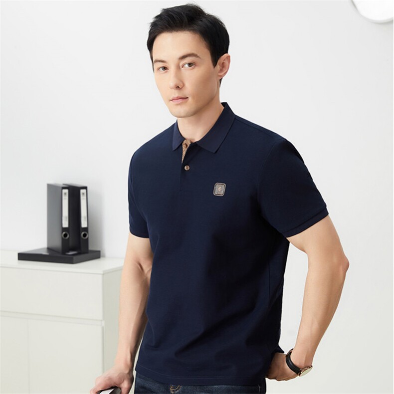 夏季新款中年短袖T恤高档丝光棉男士Polo衫休闲时尚纯色透气上衣,男装T恤,电商B212（原钱塘6029）