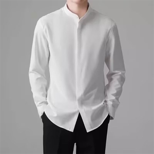 风春款男立领衬衫暗扣中山装衬衣大码S-5XL CS823 P30图片