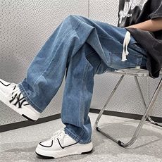 高街牛仔裤男女韩版潮流松紧腰宽松2025夏秋ins仓库RK2711-P38，男装牛仔裤，星座412-2