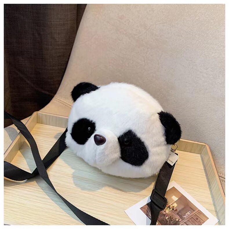 熊猫头斜挎包，佐乐毛绒玩具厂包