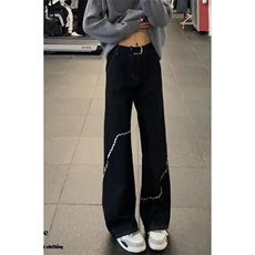 黑刺绣解构牛仔裤男潮牌复古廓形休闲宽松阔腿长裤N8806，男装牛仔裤，星座1116A（原606A-3）