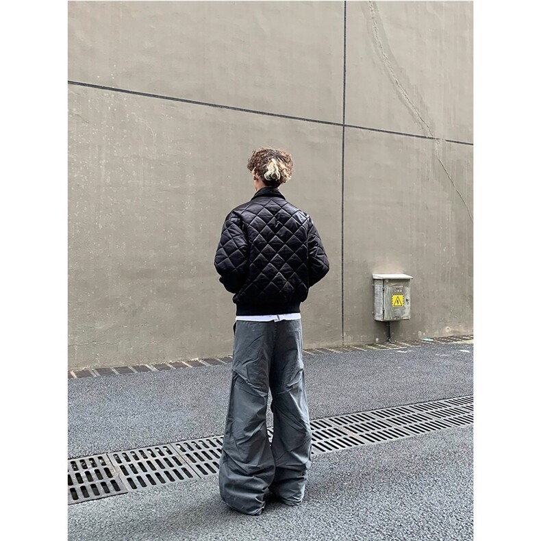 刺绣珍珠黑色菱格棉服夹克男美式复古街头休闲加厚保暖外套MY9333,男装夹克,星座208-5