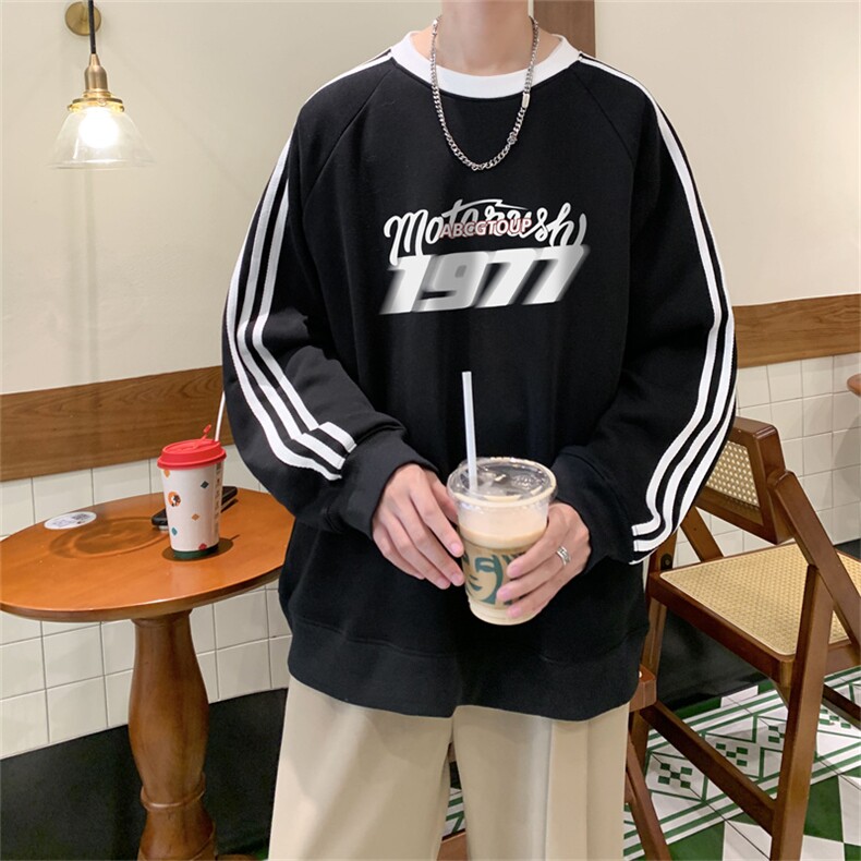 美式三杠条纹复圆领卫衣秋冬男女宽松长袖SW2454-P45控6850棉,男装卫衣,电商B370
