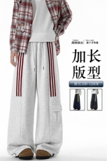 三条杠运动裤男加长版高个子裤子190cm115直筒阔腿工装裤KZ075P55，男装工装外套，电商B312