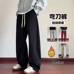 特批P35无差价冬款青少年弯刀裤男保暖银狐绒运动卫裤K1954J加绒图片
