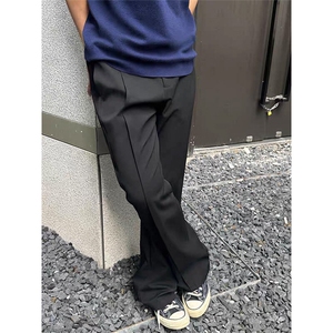 美式cleanfit立褶微喇西裤男女显高显瘦直筒垂坠感休闲裤K319-P45图片