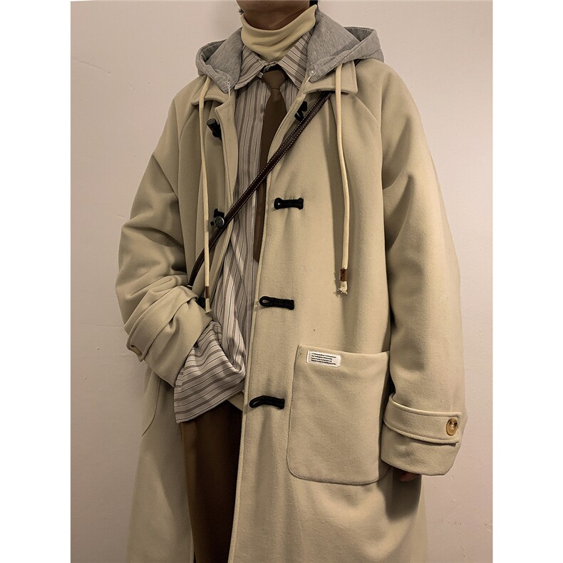 1港风室内牛角扣加棉呢大衣男可拆卸帽外套男FY8716P138控188，女装短外套，星座226-2