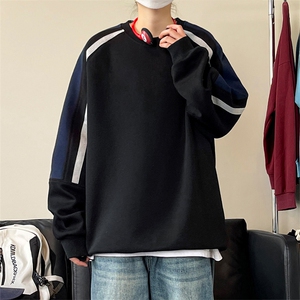 潮流拼接撞色圆领卫衣大码宽松休闲内搭上衣W4650-P40【特价】图片