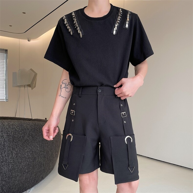 高腰工装短裤男夏季2024新款显瘦休闲裤外穿A345-506-P80,男装休闲裤,电商A345