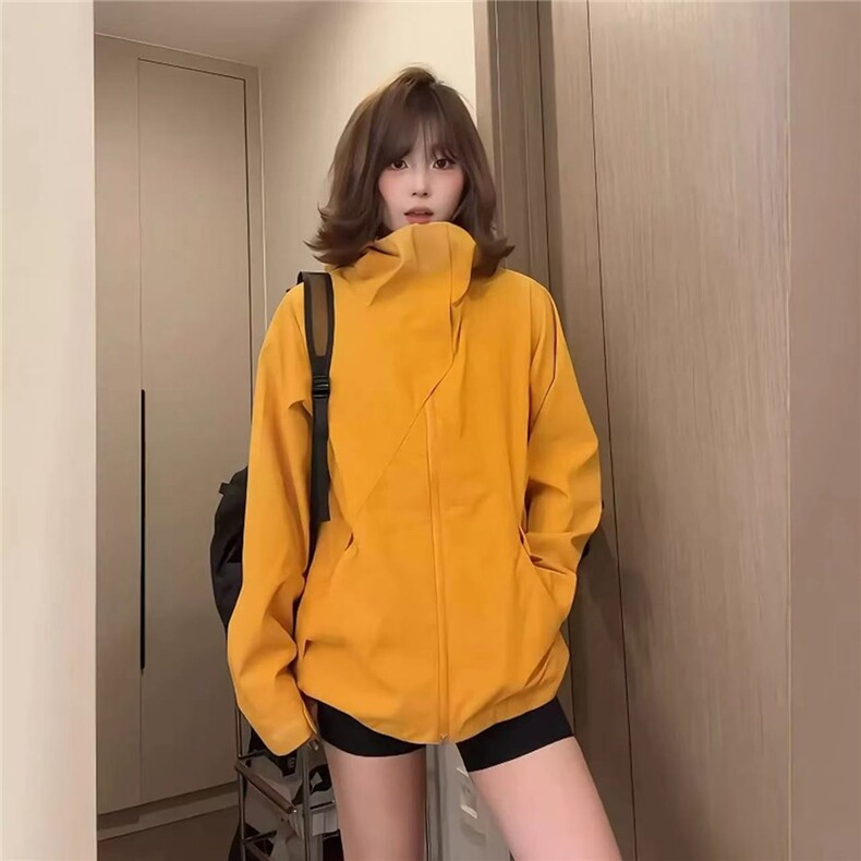 冲锋衣连帽夹克男宽松落肩纯色上衣外套DSA157B-JK7988-特P55,男装夹克,电商A157B