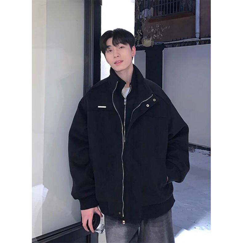 冬季假两件毛呢夹克夹棉男韩版宽松棉服外套保暖上衣M8025,男装夹克,星座1116A（原606A-3）