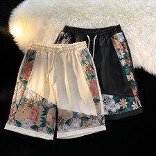 1港风大码M-5XL日系刺绣民族风潮五分裤短裤男DK7791P45控59，男装牛仔裤，星座226-2