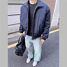 JK711-尺码M-3XL-P45现货!美式飞行员夹克工装外套高短款棒球服，男装夹克，星座1811B