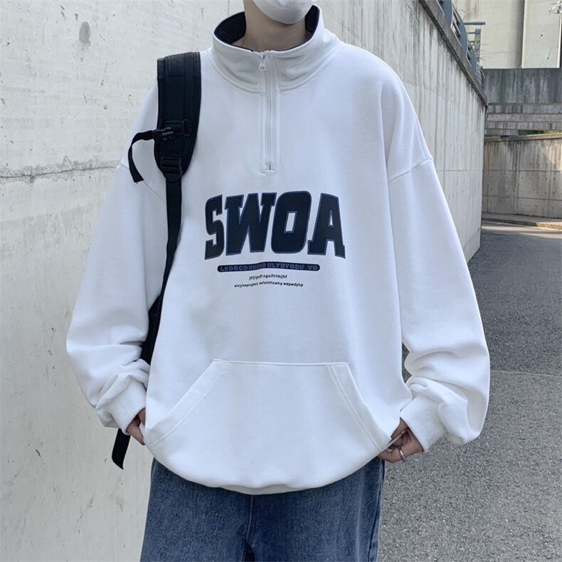 2022美式高街半拉链高领卫衣男潮ins时尚立领情侣外套WY0594-P35,男装卫衣,星座308B-1