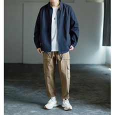 秋季新款日系复古宽松休闲男士夹克藏青色简约基础款外套，男装夹克，星座506A