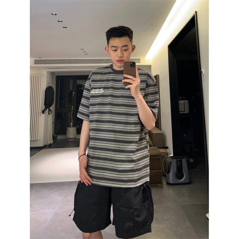 【有货】DA194-特P38新款夏季青少年原宿ins半袖日系青年条纹T恤图片