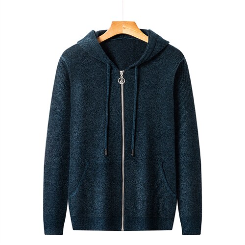 秋冬新款毛衣中年男士连帽针织开衫外套厚款毛衣男装BYH010-P165，男装针织衫/毛衣，电商B212（原钱塘6029）