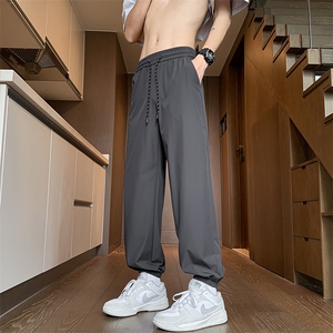 8XL-M 特大码冰丝裤薄款夏速干垂感抗皱长裤宽松束脚裤男K978P45图片