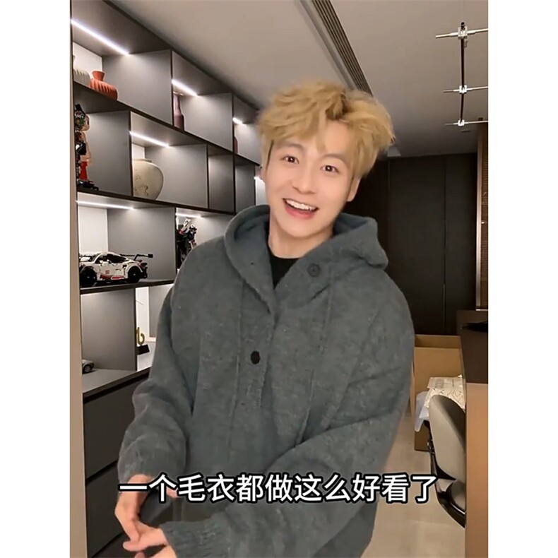 重磅秋冬装北极绒开衫毛衣美式复古休闲慵懒风针织衫加厚连帽外套,男装针织衫/毛衣,电商A486-1