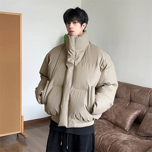 现货三防重磅硬挺boxy短款羽绒棉衣座山雕大毛毛领PU皮棉服外套冬图片