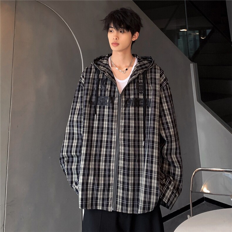 2026春季新款美式格纹潮牌男女同款学院风宽松大码衬衫CS05-P65,男装衬衫,电商C307