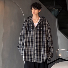 2026春季新款美式格纹潮牌男女同款学院风宽松大码衬衫CS05-P65，男装衬衫，电商C307