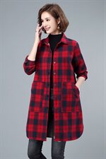 春秋加绒格子衬衫女中长款2021春装加厚上衣中年带绒衬衣休闲外套，女装衬衫，小林双子