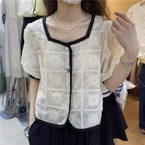 夏季新款小香风珍珠扣提花小衫,其它,L·H·X