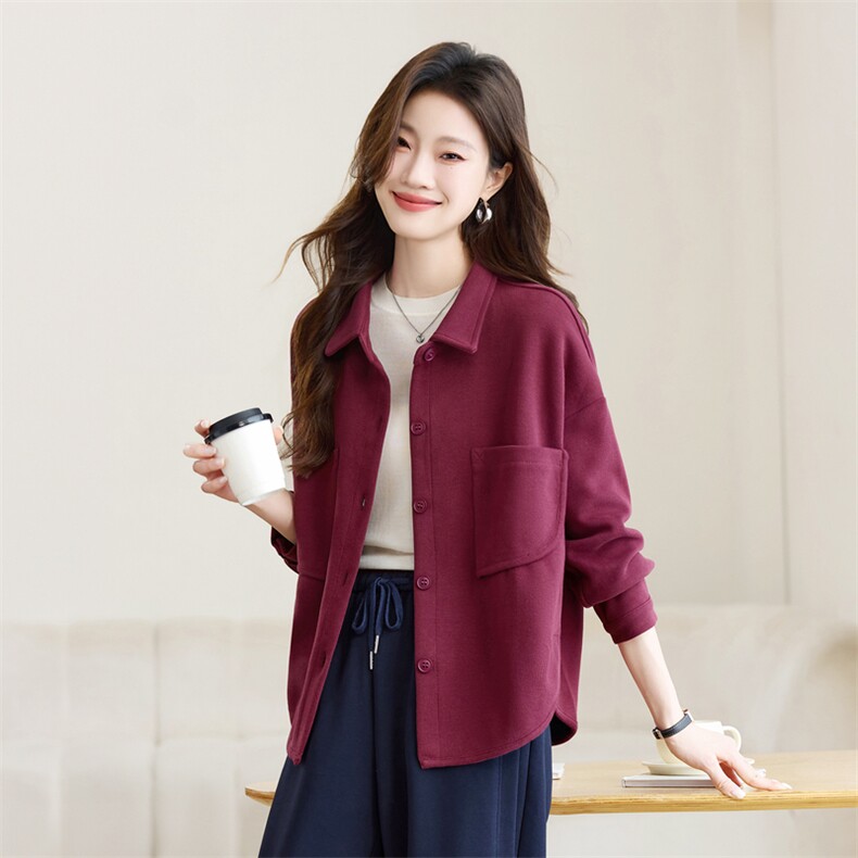 长期有大货开衫卫衣外套女秋装落肩纽扣上衣韩系慵懒松弛感春秋装，女装衬衫，璐依舞