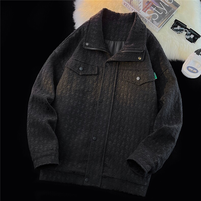 INCLEA美式复古工装外套男春秋新款潮牌压花设计宽松大码夹克，男装夹克，星座226-2