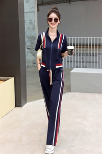 休闲运动套装女2025年新款春季时尚拼色运动服百搭女款两件套装裤图片