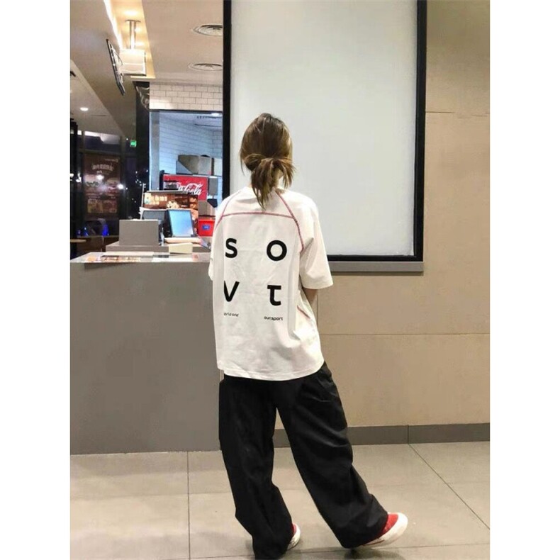 H0819-P35印花+打网纯棉220克休闲宽松短袖t恤,女装T恤,星座617A-2