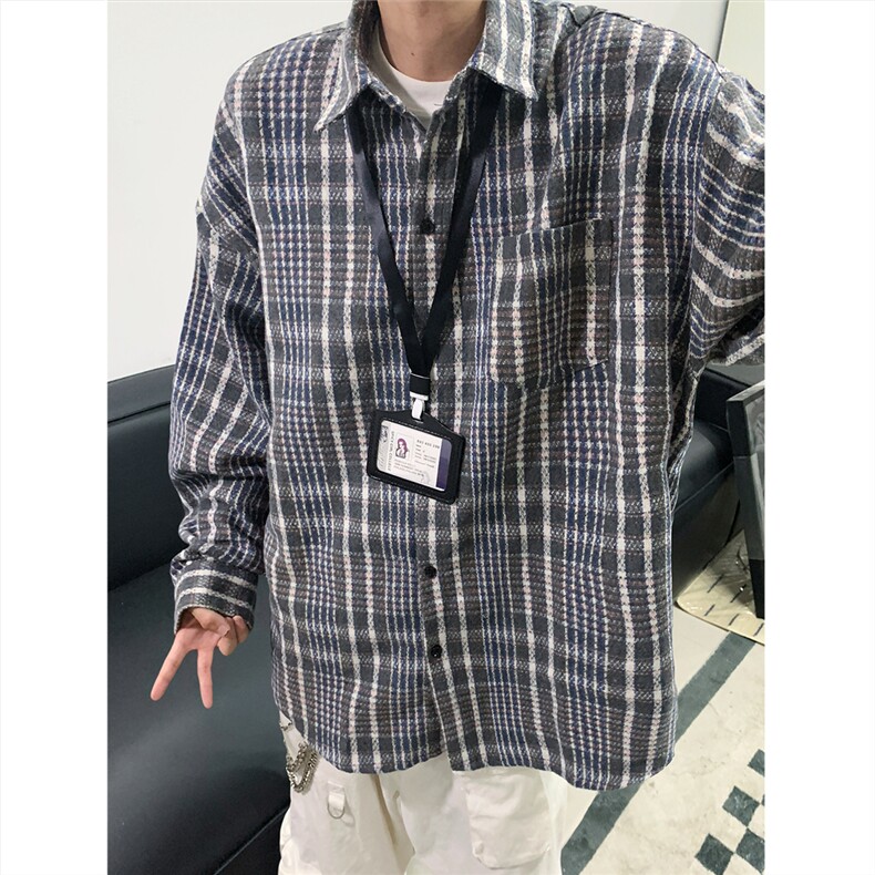 现货~磨毛加厚格子大码长袖衬衫C5893/特P25蓝色2,男装衬衫,电商A094